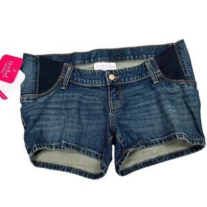 Isabel Maternity Medium Wash Side Panel Midi Jean Shorts - Size 2/26 - NWT